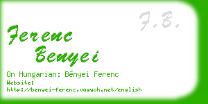 ferenc benyei business card
